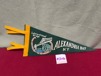 'International Bridge' Alexandria Bay, New York Vintage Felt Pennant