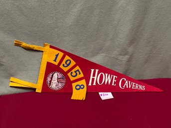 1958 Howe Caverns 'Chinese Pagoda' Vintage Felt Pennant