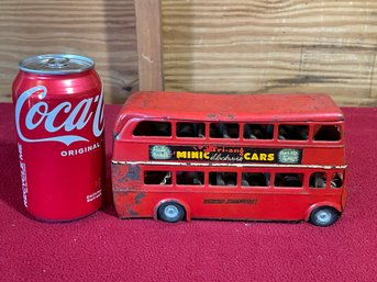 Tri-ang Minic Wind-Up Toy Double Decker Bus - Antique/Vintage England