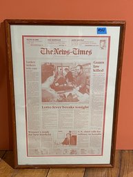 $31 Million Lotto 1992 Danbury, CT 'The News Times' Framed Front Page Newspaper