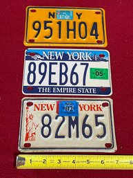 Lot Of 3 Vintage New York Motorcycle License Plates