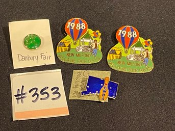Lot Of Vintage Connecticut Pins - Bowling, Danbury Fair, 1988 New Milford Village Fair Days