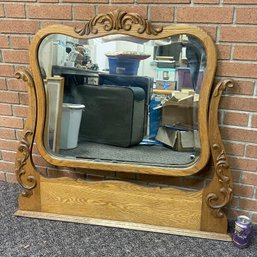 Antique Dresser/Vanity Mirror - Carved Wood Frame