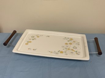 CORNING WARE P-35-B Broil/Bake Tray With Cradle/Carrier 'Floral Bouquet' Pattern