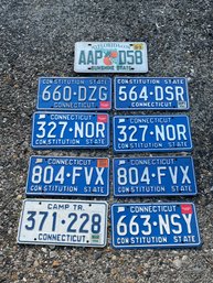 Lot Of 8 Vintage Connecticut License Plates (and 1 Florida)