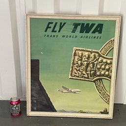 Vintage Ireland Fly TWA Advertising Poster (Cut Down) Celtic Cross