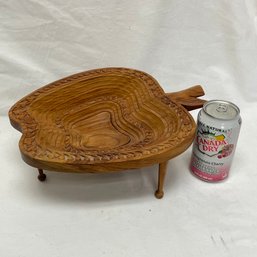 Hand Cut Wooden Fruit Bowl, All One Piece Of Wood - Vintage COOL!