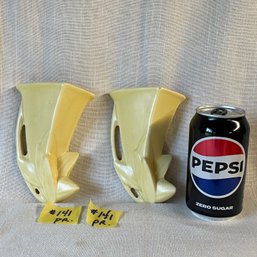 Pair Of Yellow McCoy Art Pottery Wall Pocket Vases VINTAGE