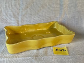 Yellow Art Pottery Dish With Scalloped Edges VINTAGE Planter Tray