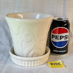 White Tulip Design VINTAGE Art Pottery Flower Pot