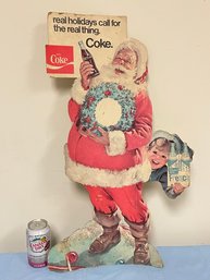 Santa Claus COCA COLA And FRESCA Cardboard Store Advertising Die-Cut