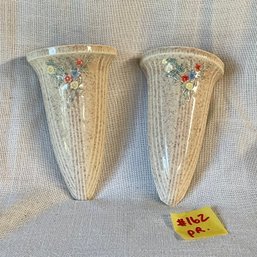 Pair Of Vintage Weller Art Pottery Wall Pocket Vases (Signed)