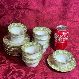 (10 Sets) Davis Collamore & Co. Custard Cups & Saucers - Antique Fine China