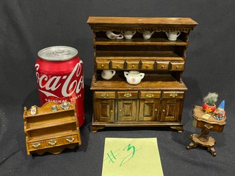 Vintage Dollhouse Dining Room Furniture, Accessories - Miniatures Lot #3