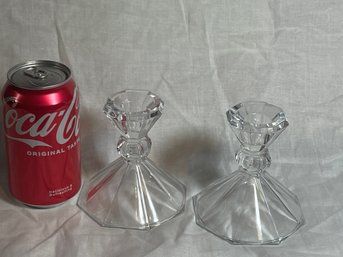 Pair Of Crystal Candle Holders