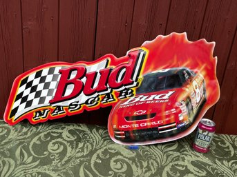 Budweiser Bud #8 NASCAR Embossed Metal Tin Sign Monte Carlo 1998