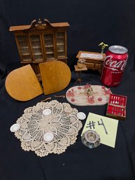 Vintage Dollhouse Dining Room Furniture, Accessories - Miniatures Lot #4