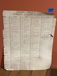 Danbury Liquor Store 'Ceiling Prices' Poster - Vintage Connecticut