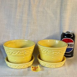 Pair Of Yellow McCoy Flower Pots VINTAGE Art Pottery