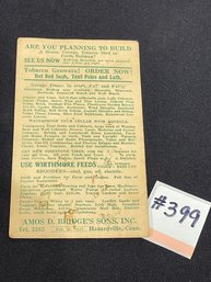 AMOS D. BRIDGE'S SONS, INC. Hazardville, CT 1947 Advertising Postcard