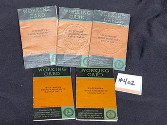 Waterbury Press Assistants' Union No. 8 Working Card Dues Booklets 1940s