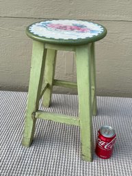 Cute Green Painted Small Stool - Great For A Plant Stand