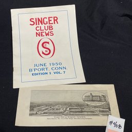 1950 'Singer Club News', 1946 Wage Agreement & Vintage Plant Print - Bridgeport, CT