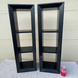 Pair Of Unique Black Pottery Barn Wall-Mount Shelves