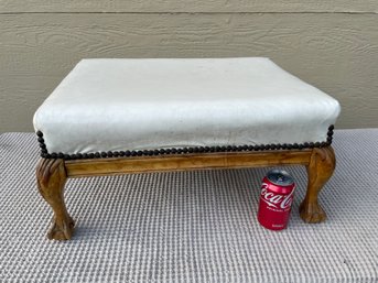 Vintage Footstool - Wood Claw & Ball Base, Vinyl Top