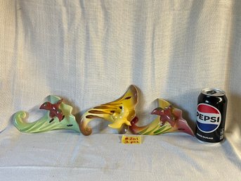 Set Of 3 Duck Wall Pocket Vases VINTAGE Art Pottery