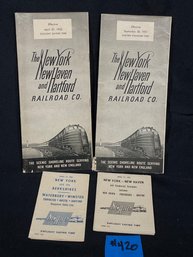 Lot Of 4 1950s New York, New Haven And Hartford Railroad Timetables