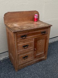 Small Antique Oak Cabinet - Dry Sink, Washstand