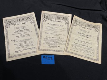 Lot Of 3 Lyceum Theatre Programs - New Britain, Connecticut - Antique Ephemera