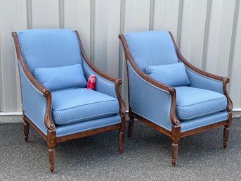 Pair Of Blue Upholstered Arm Chairs - Calico Corners Custom Furniture NICE