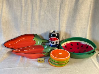 Fun Summer Chili & Fruit Tableware Lot