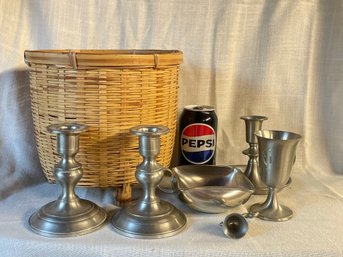 Pewter Lot - Woodbury Candlesticks, Royal Holland, Chalice VINTAGE