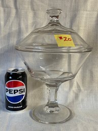 Large Glass Pedestal Covered Candy Dish/bon-Bon Compote