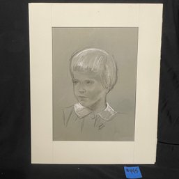 Edd Ashe (New Milford, CT Artist) Vintage Child's Portrait Sketch