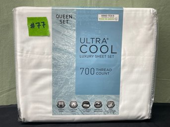 Queen Bed Sheets Set ULTRA COOL White NEW In Package 700 Thread Count