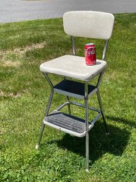 Vintage Cosco Kitchen Step Stool With Padded Back, Mid-Century Chrome