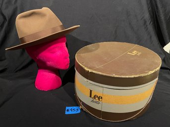 Vintage LEE Fur Felt Fedora Hat In Excellent Condition With Box