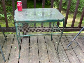 Vintage Iron Table With Glass Top - Outdoor Patio - Woodard