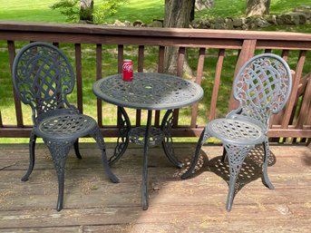 Cast Aluminum Bistro Chairs & Table Set - Outdoor Patio Furniture