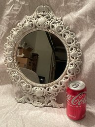 White Cast Iron Frame Mirror