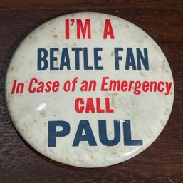 Beatle Fan Button - Call Paul VINTAGE