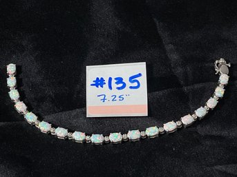Sterling Silver & Opal Tone Cubic Zirconia Bracelet
