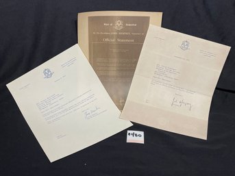 1964 Connecticut Governor John Dempsey Signed Letter 'Patriotic Education Week'