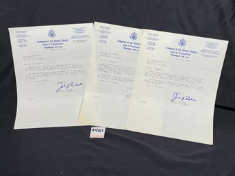 (Lot Of 3) John Rowland Signed Letters - CT State Representative & Governor