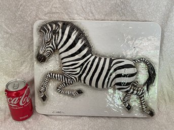 Cool ZEBRA Relief Wall Plaque Sculpture - Terracotta