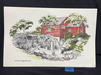 Old Mill, Bridgewater, Connecticut By Edd Ashe 1974 Print